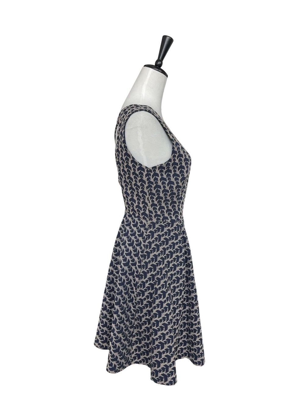 Zara Open Back Cross Strap Fit & Flare Dress NWT Navy Beige M - Picture 12 of 13